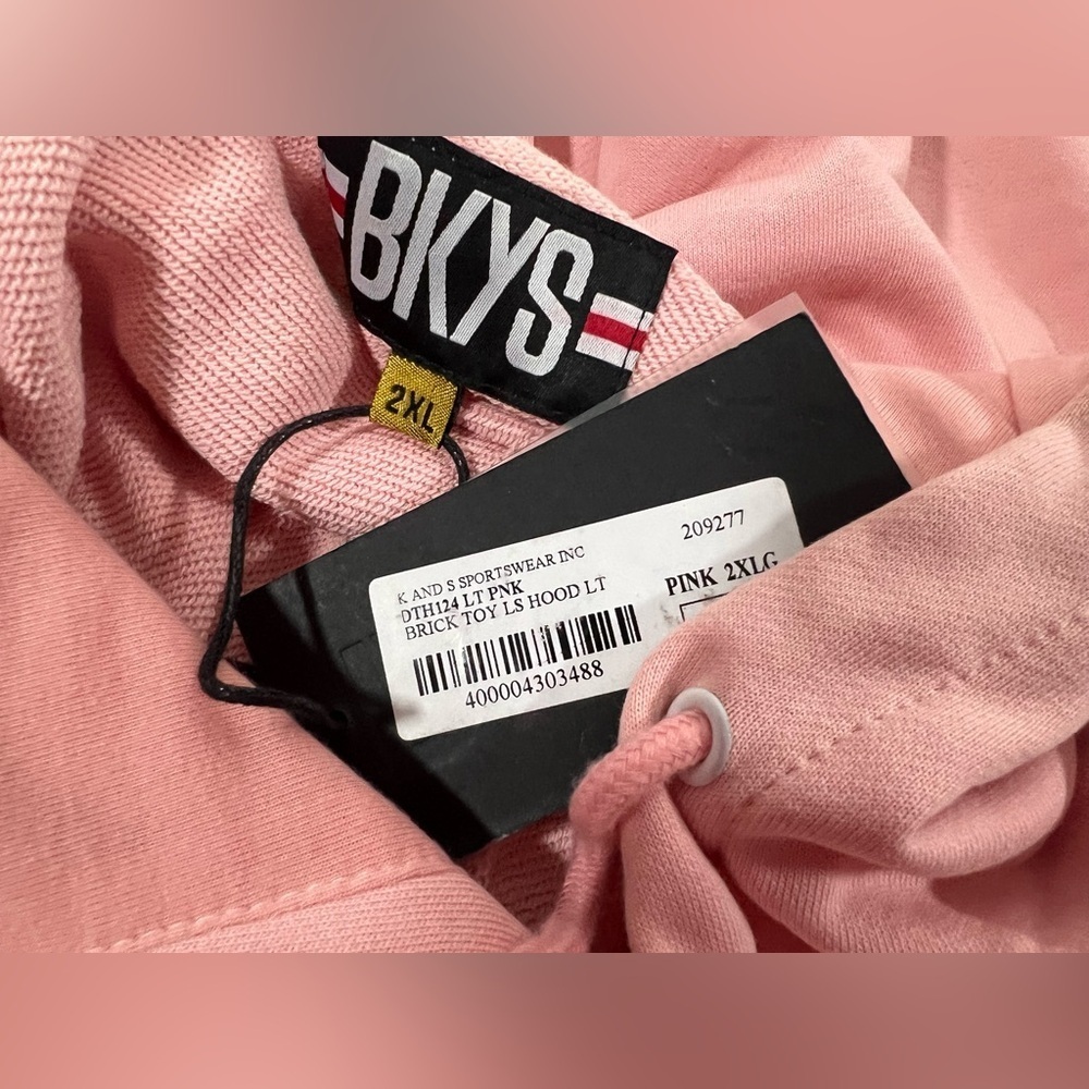 BKYS Sweatshirt Hoodie Brick Toy Men Pink Graphic Kangaroo Pocket Drawcord 2XL - Picture 6 of 11